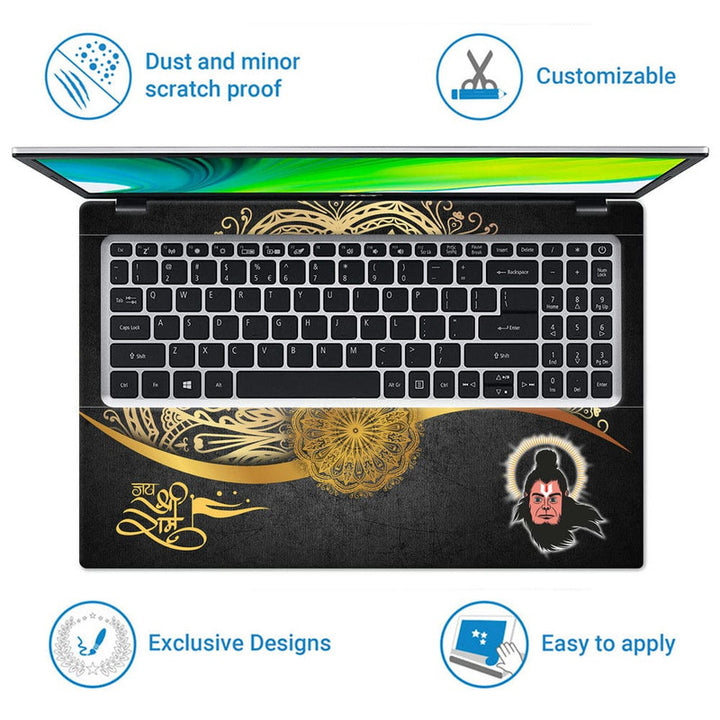 Laptop Skin - Lord Hanuman Face on Golden Spiral