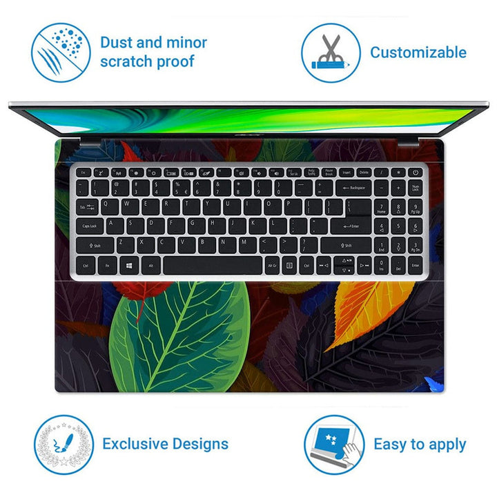 Laptop Skin - Multicolor Leaf Art
