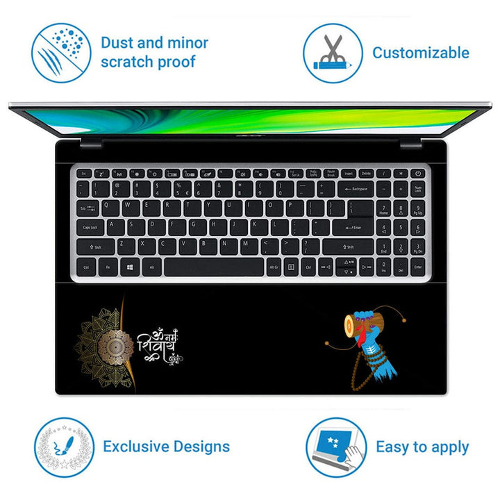 Laptop Skin - Om Namah Shivay Blue Hand