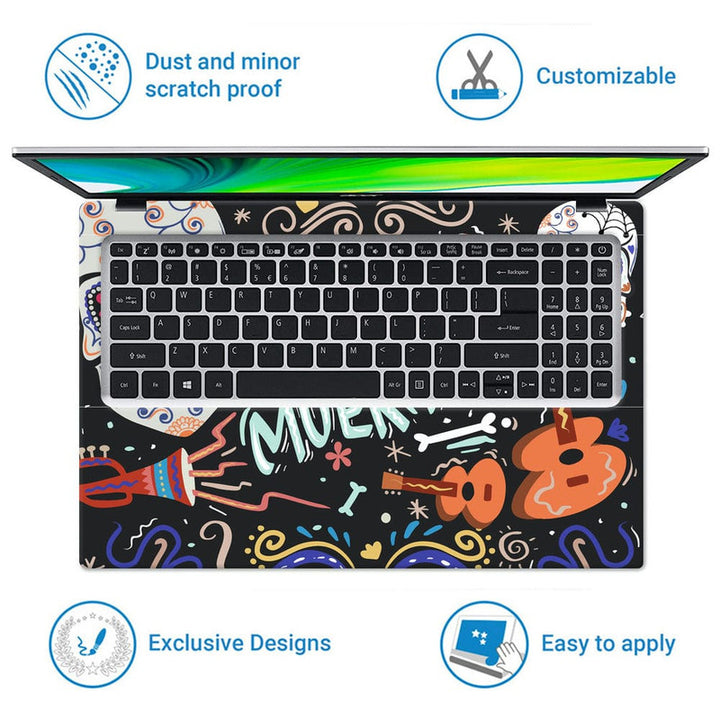 Laptop Skin - Skull Muertos Art Brown