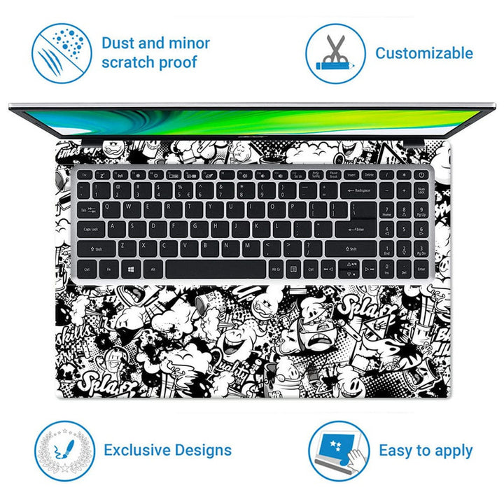 Laptop Skin - Splash Black & White Graffiti