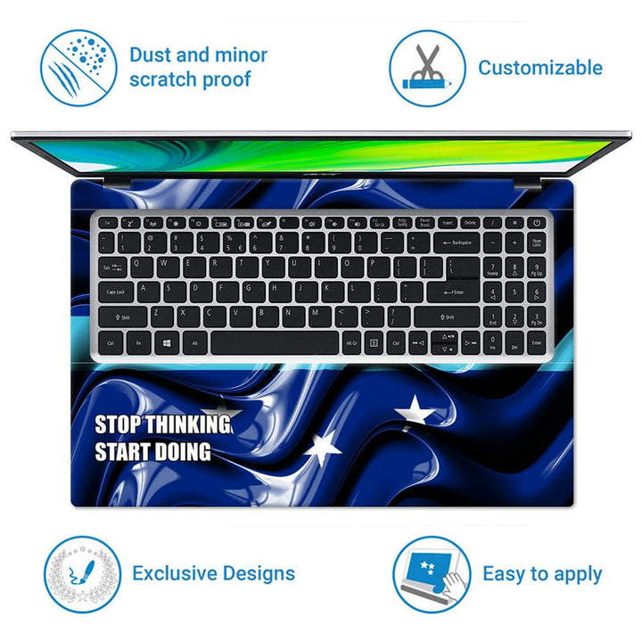 Laptop Skin - Stop Thinking Blue Embossed Flag