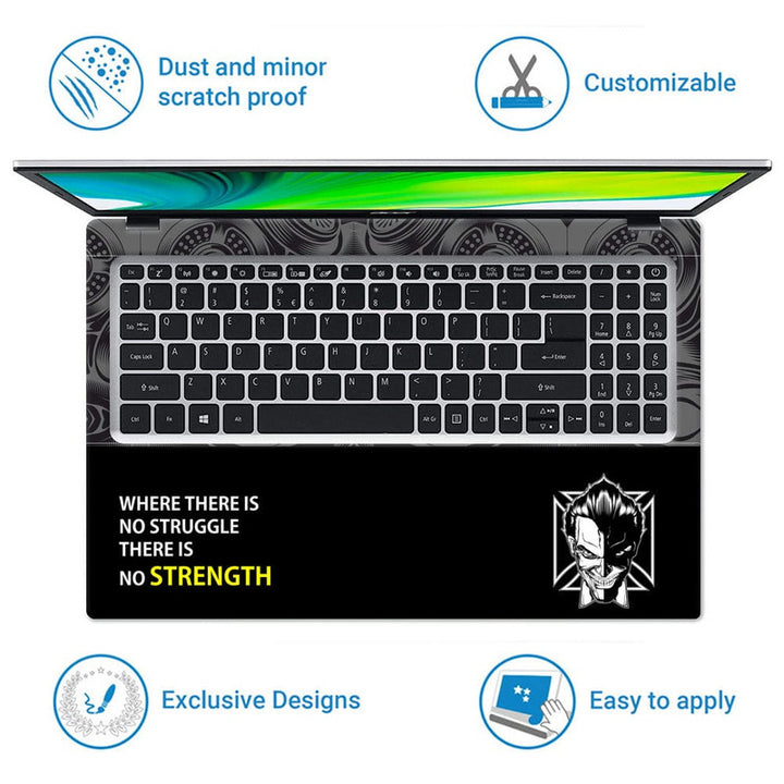 Laptop Skin - Strenght Grey Spiral Joker Face