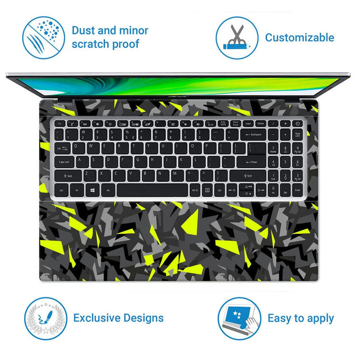 Laptop Skin - Yellow Sparkle on Black Grey