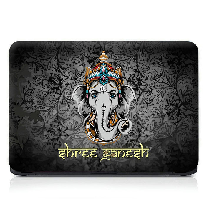 Laptop Skin - Shree Ganesh Black Floral