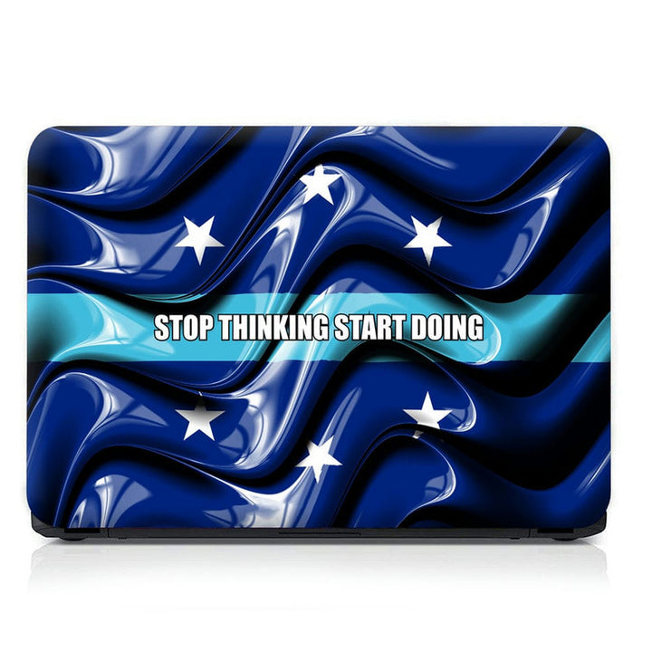 Laptop Skin - Stop Thinking Blue Embossed Flag