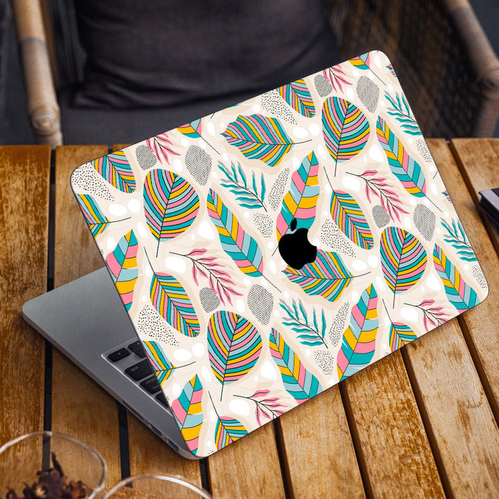 Laptop Skin for Apple MacBook - Leaves on Cream Shaded - SkinsLegend