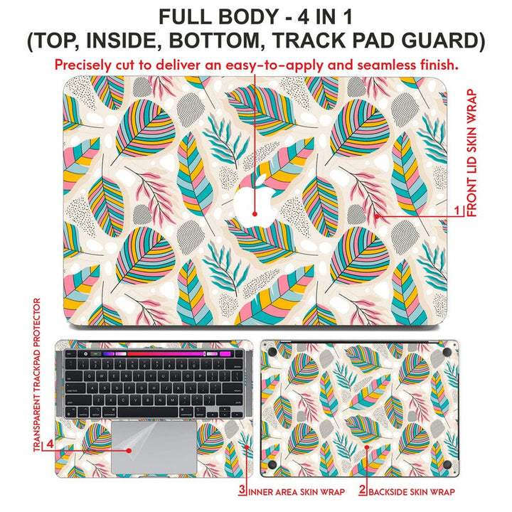 Laptop Skin for Apple MacBook - Leaves on Cream Shaded - SkinsLegend