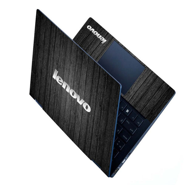 Full Panel Laptop Skin - Lenovo 3D on Black Wooden