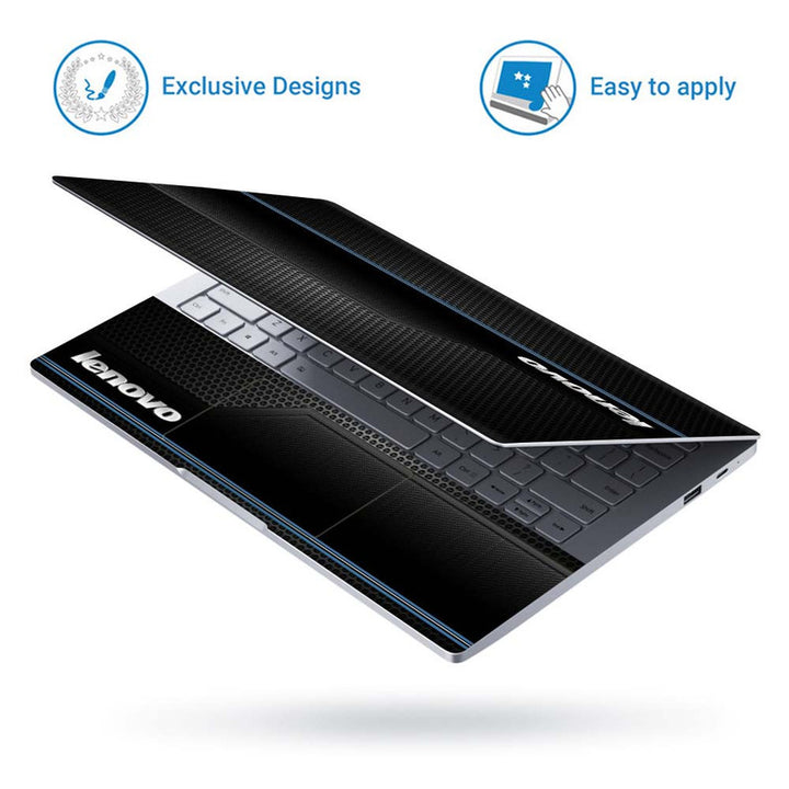 Full Panel Laptop Skin - Lenovo Black Net Blue Line