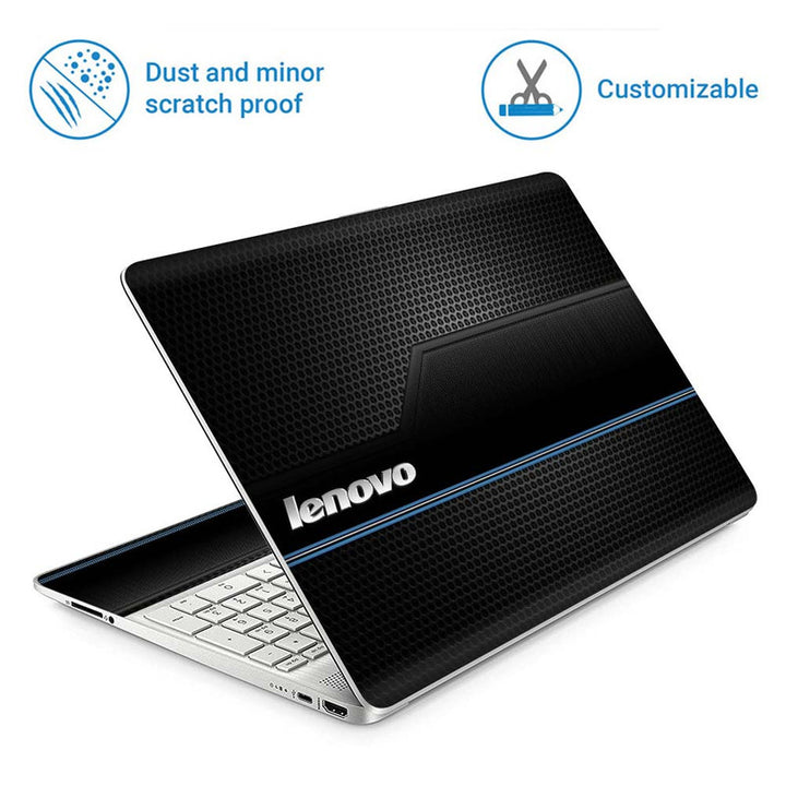 Full Panel Laptop Skin - Lenovo Black Net Blue Line