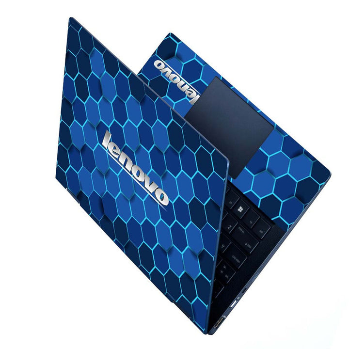 Full Panel Laptop Skin - Lenovo Blue Light Blue Honeycomb Design