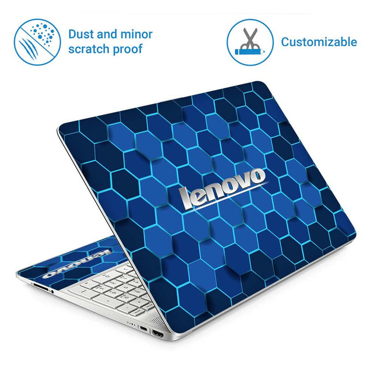 Full Panel Laptop Skin - Lenovo Blue Light Blue Honeycomb Design