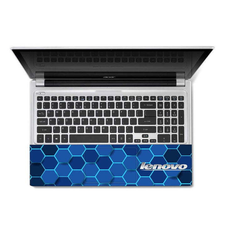 Full Panel Laptop Skin - Lenovo Blue Light Blue Honeycomb Design