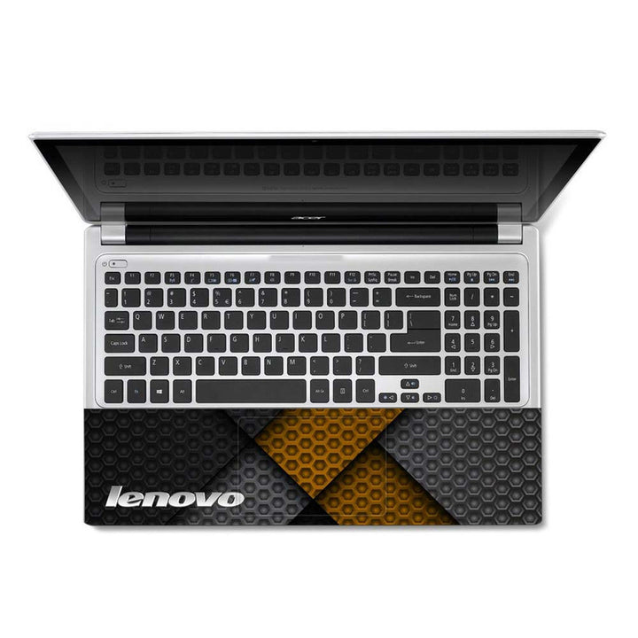 Full Panel Laptop Skin - Lenovo Mustard Black Abstract