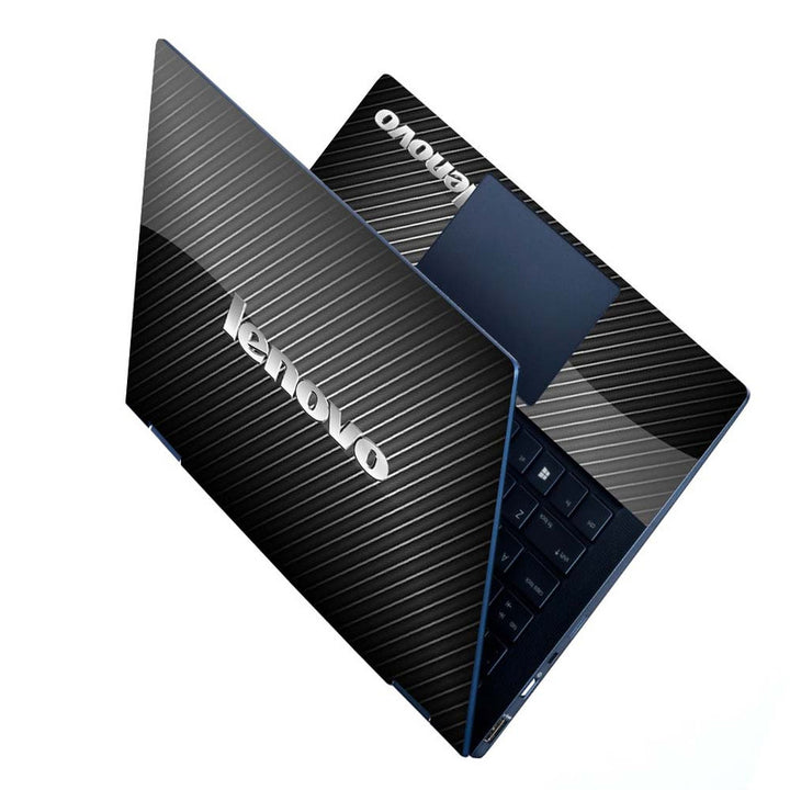 Full Panel Laptop Skin - Lenovo on Black Grey Lines