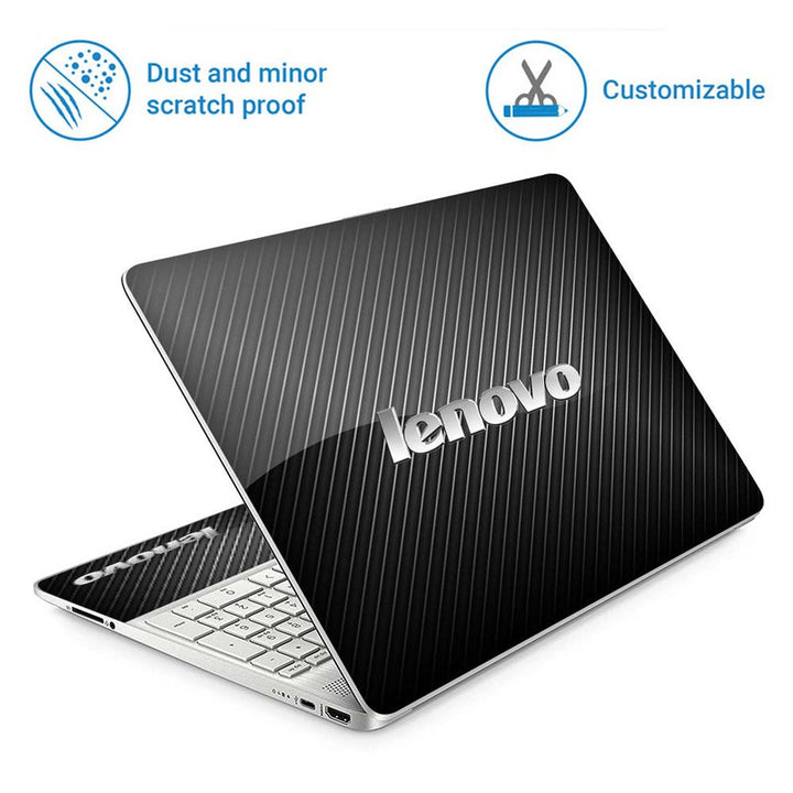 Full Panel Laptop Skin - Lenovo on Black Grey Lines