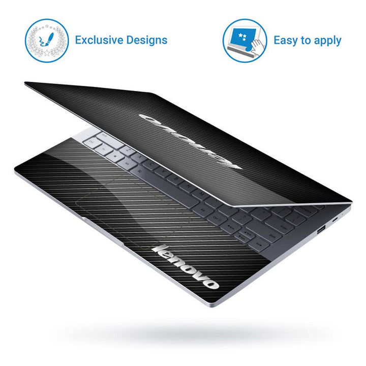 Full Panel Laptop Skin - Lenovo on Black Grey Lines