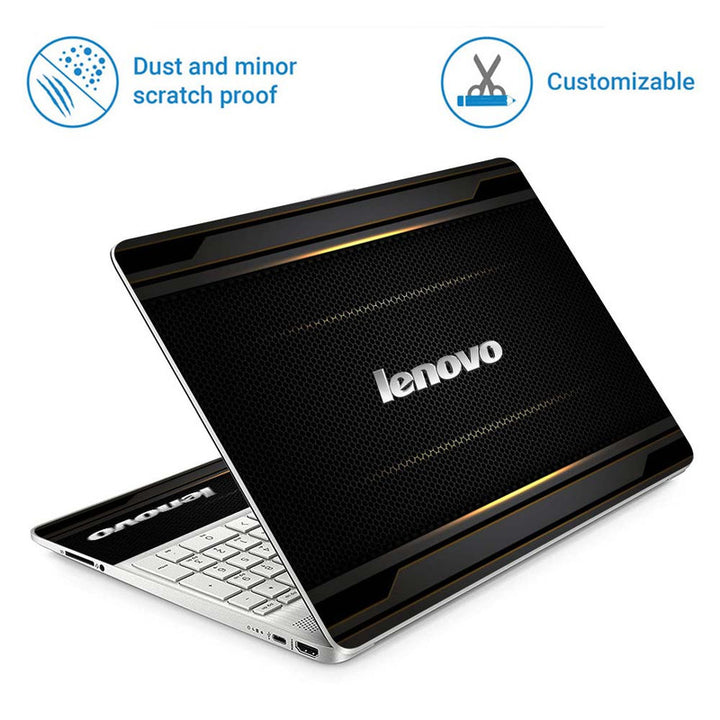 Full Panel Laptop Skin - Lenovo on Tiny Black Honeycomb