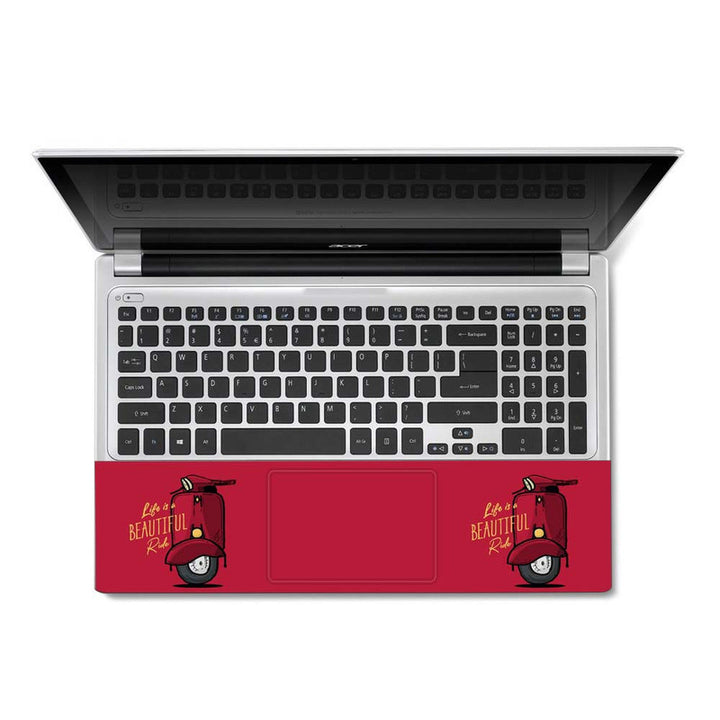 Full Panel Laptop Skin - Life is a Beautiful Ride Red