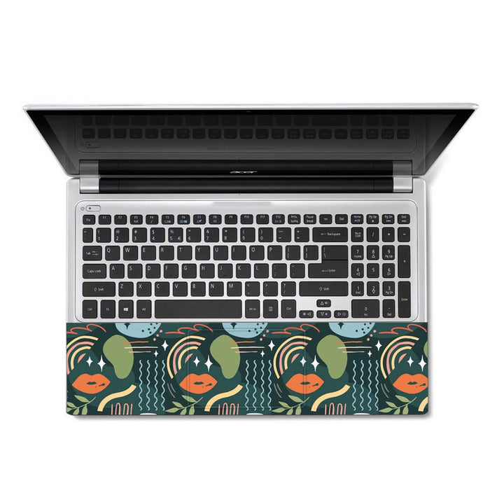 Full Panel Laptop Skin - Lip Design on Green