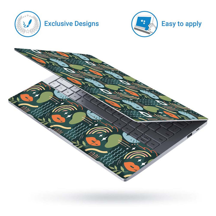 Full Panel Laptop Skin - Lip Design on Green