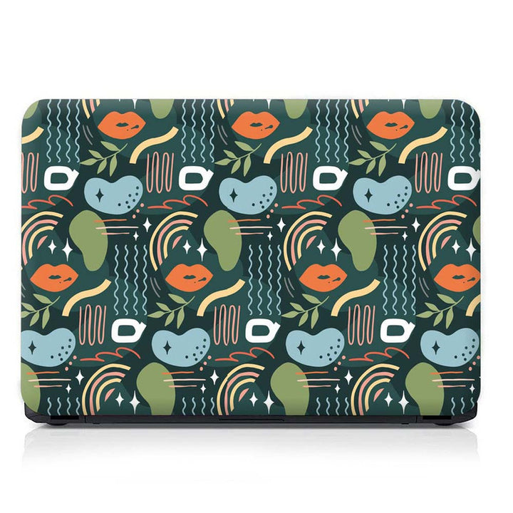 Full Panel Laptop Skin - Lip Design on Green