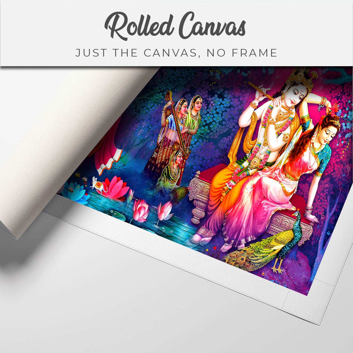 FineArts Rolled Canvas Painting - Lord Ganesh and Radha Krishna