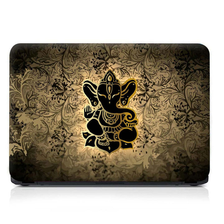 Full Panel Laptop Skin - Lord Ganesh Black Golden