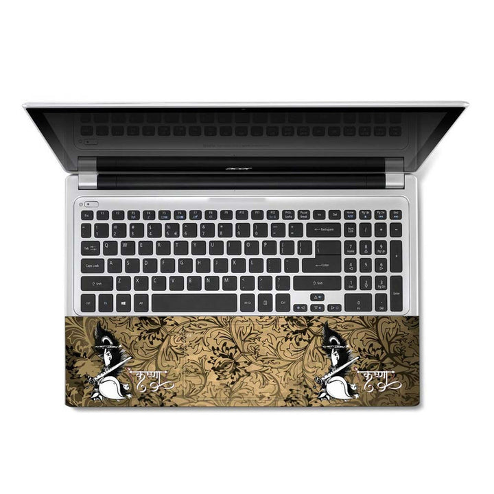 Full Panel Laptop Skin - Lord Krishna Flute Feather