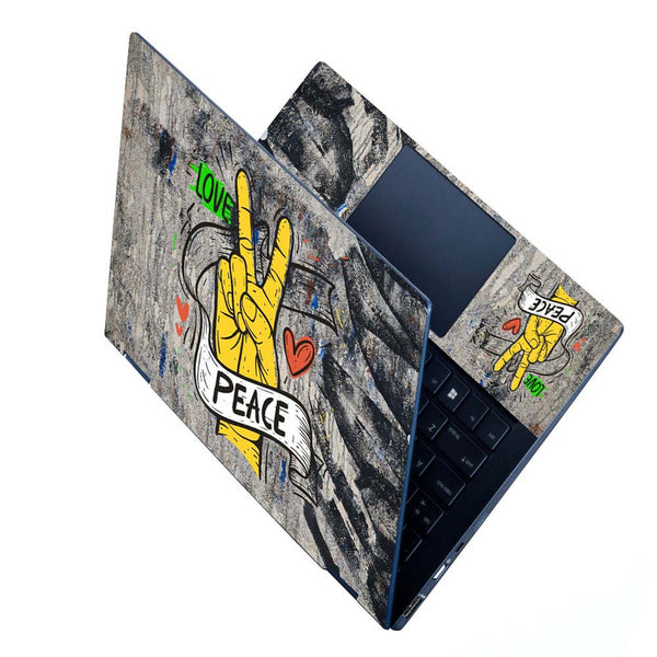 Full Panel Laptop Skin - Love Peace Hand