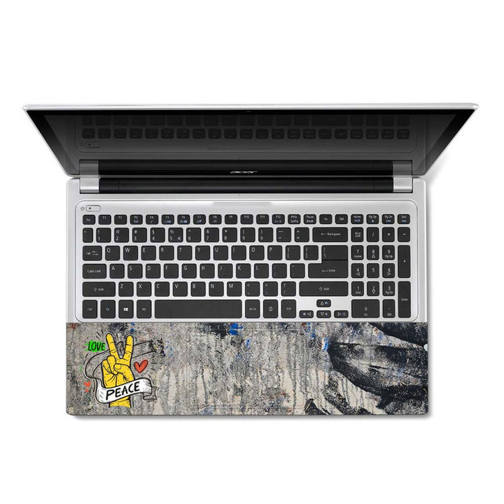 Full Panel Laptop Skin - Love Peace Hand