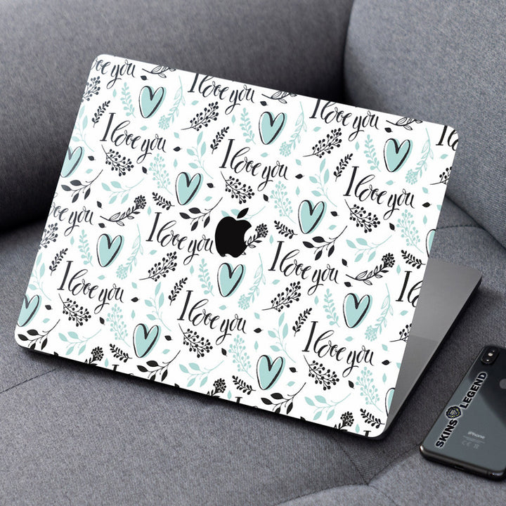 Laptop Skin for Apple MacBook - Love You Green Heart - SkinsLegend