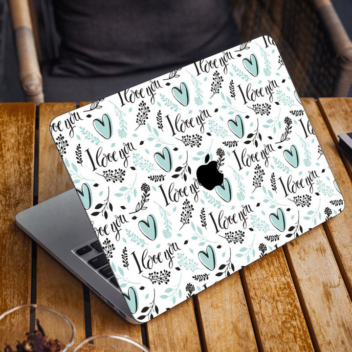 Laptop Skin for Apple MacBook - Love You Green Heart - SkinsLegend