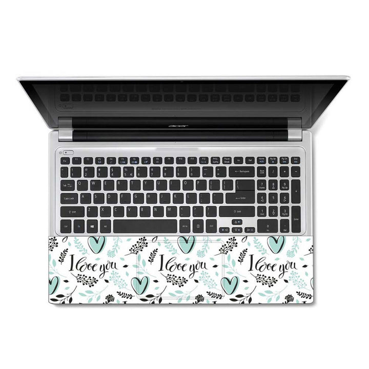 Full Panel Laptop Skin - Love You Green Heart