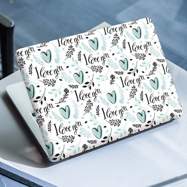 Laptop Skin for Apple MacBook - Love You Green Heart - SkinsLegend