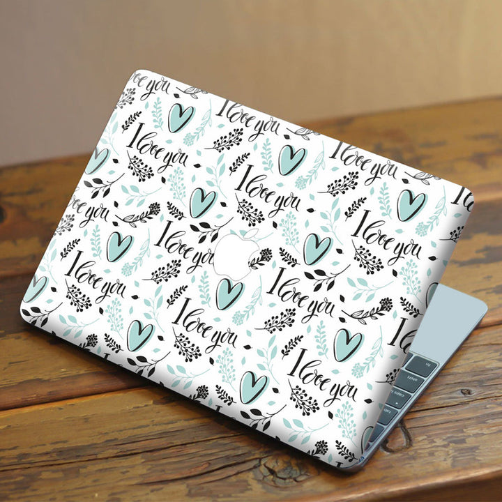 Laptop Skin for Apple MacBook - Love You Green Heart - SkinsLegend