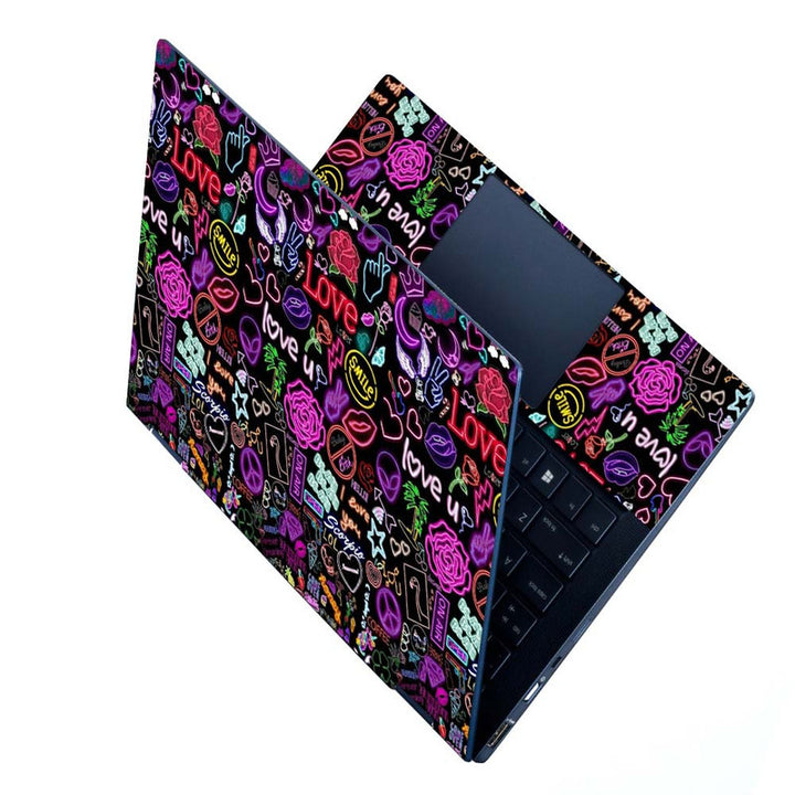 Full Panel Laptop Skin - Love You Neon