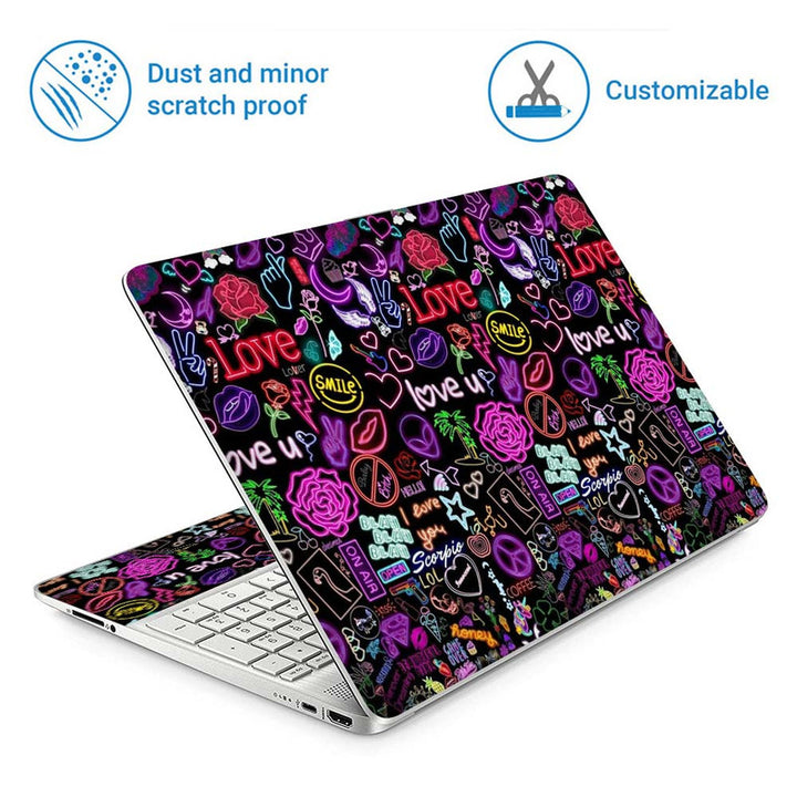 Full Panel Laptop Skin - Love You Neon