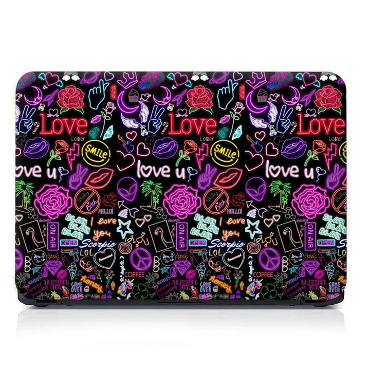 Full Panel Laptop Skin - Love You Neon