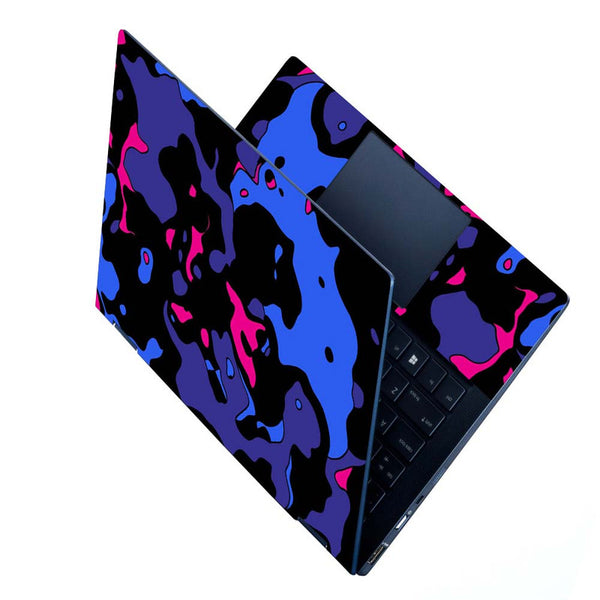 Full Panel Laptop Skin - Megenta Blue Neon Art