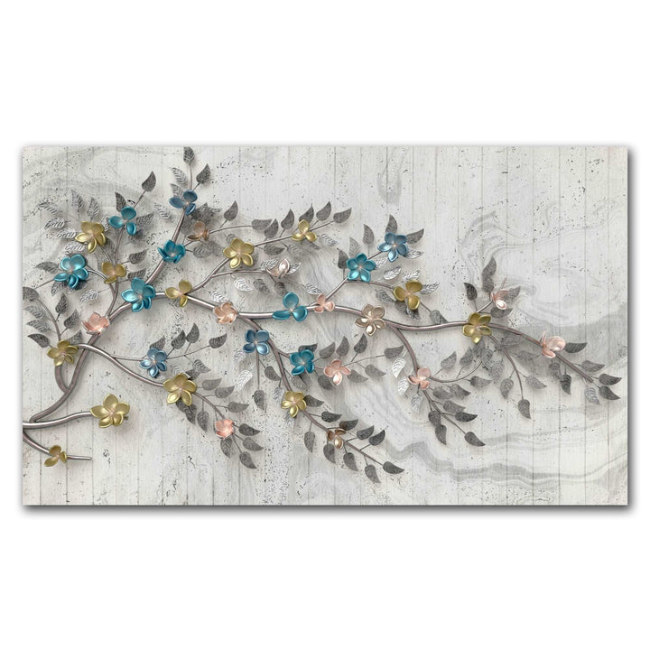 FineArts Rolled Canvas Painting - Printed Metal Leaves