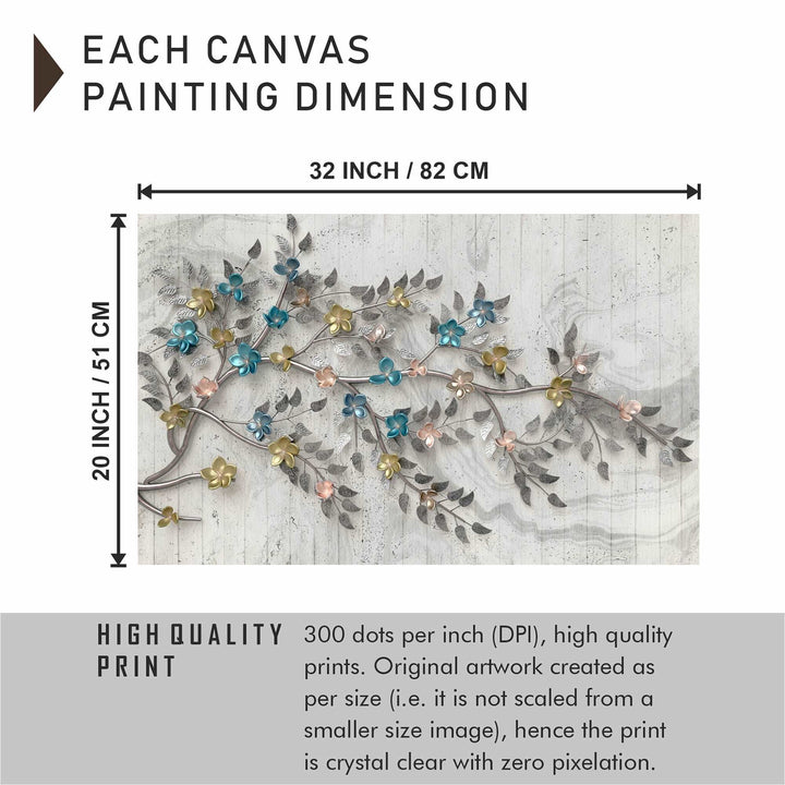 FineArts Rolled Canvas Painting - Printed Metal Leaves