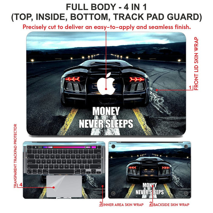 Laptop Skin for Apple MacBook - Money Never Sleeps Car Design - SkinsLegend