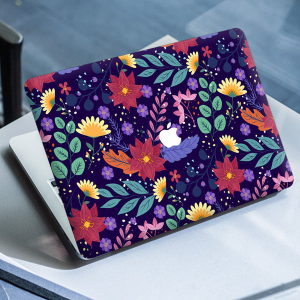 Laptop Skin for Apple MacBook - Multi Floral on Purple - SkinsLegend