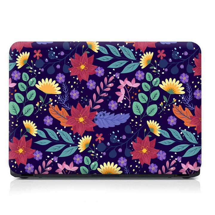 Full Panel Laptop Skin - Multi Floral on Purple