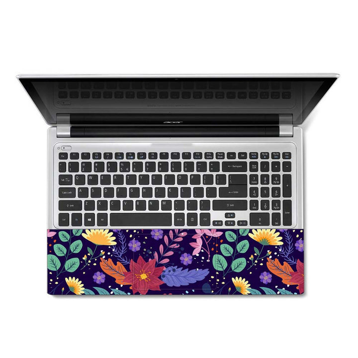 Full Panel Laptop Skin - Multi Floral on Purple