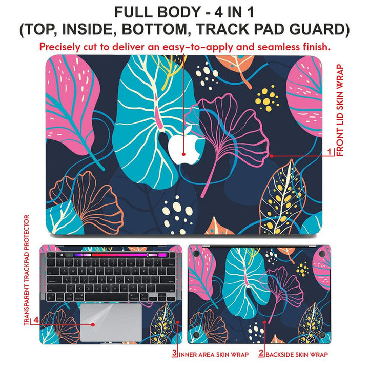 Laptop Skin for Apple MacBook - Multicolour Big Leaves - SkinsLegend