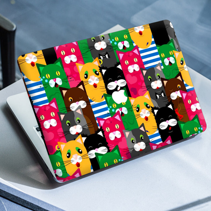 Laptop Skin for Apple MacBook - Multicolour Cat Faces Collage - SkinsLegend