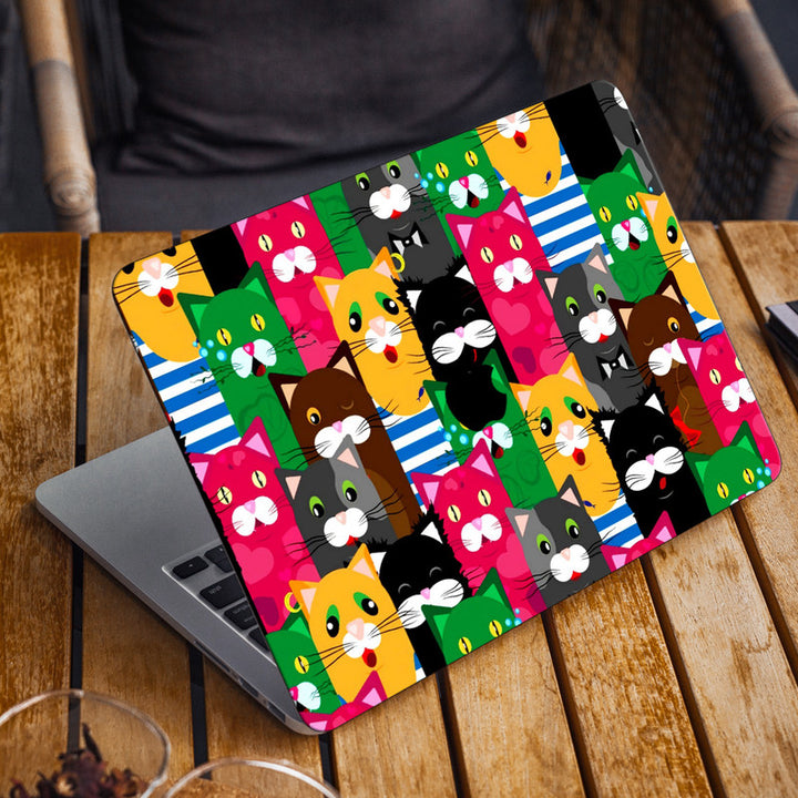 Laptop Skin for Apple MacBook - Multicolour Cat Faces Collage - SkinsLegend